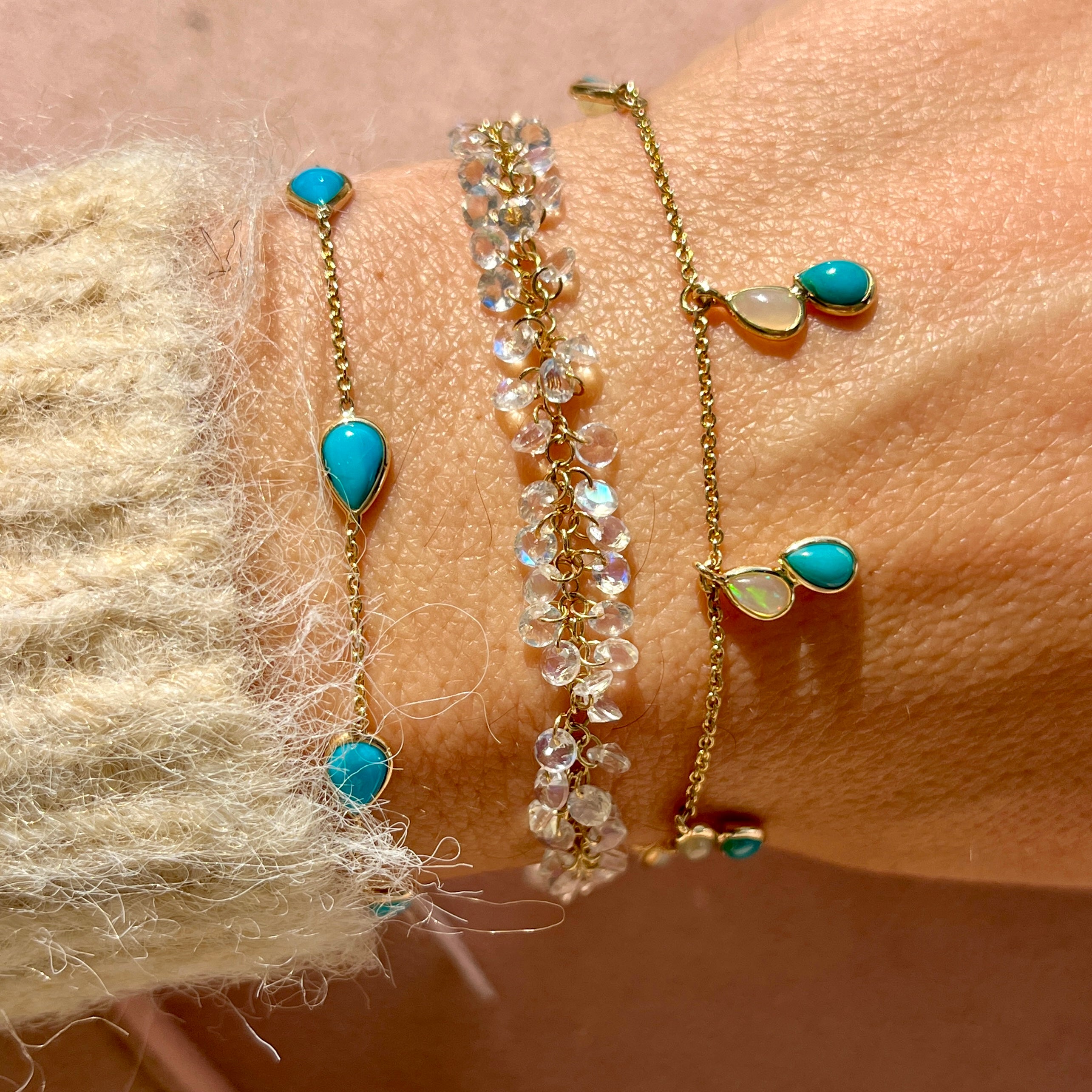 14k Turquoise + Opal Shaker Bracelet