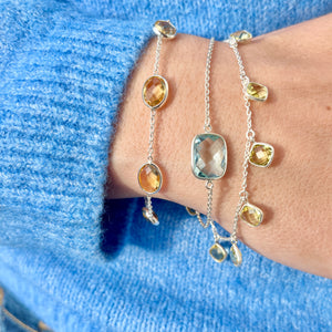 Sterling Silver Semi Precious Bracelets (citrine, blue topaz, peridot)