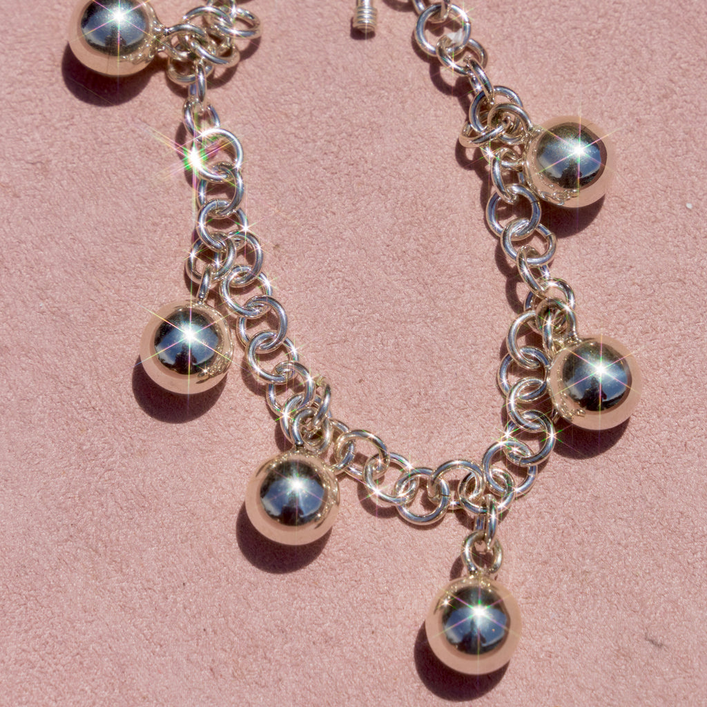 Sterling Silver Ball Charm Bracelet