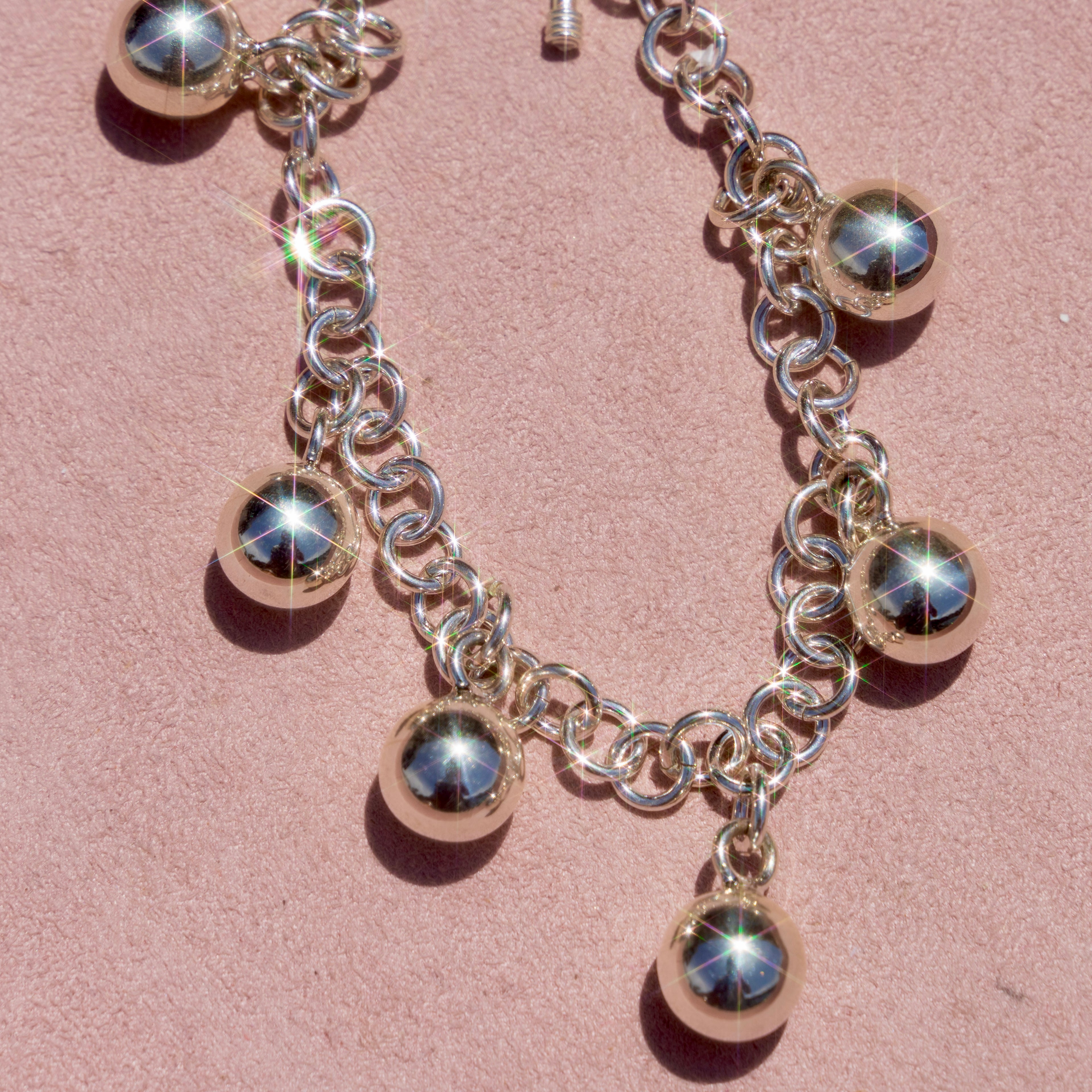 Sterling Silver Ball Charm Bracelet