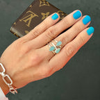 Aqua Chalcedony 3 Stone Ring