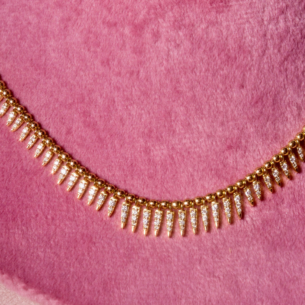 14k Diamond Spiked Shaker Necklace