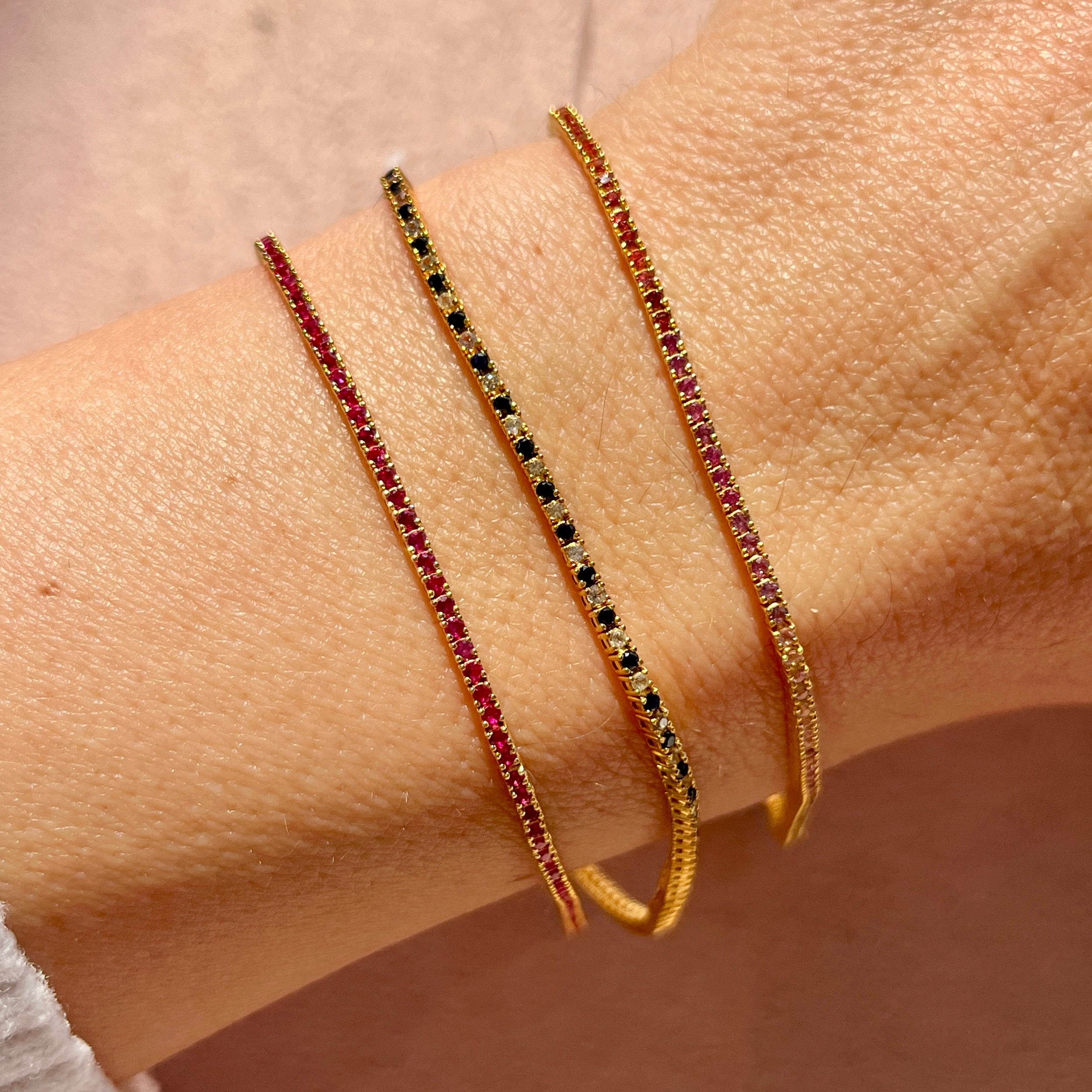 14k White + Blue Sapphire Tennis Bracelet