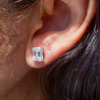 14k Lab Grown 1.5 Carat Lab Grown Emerald Cut Studs