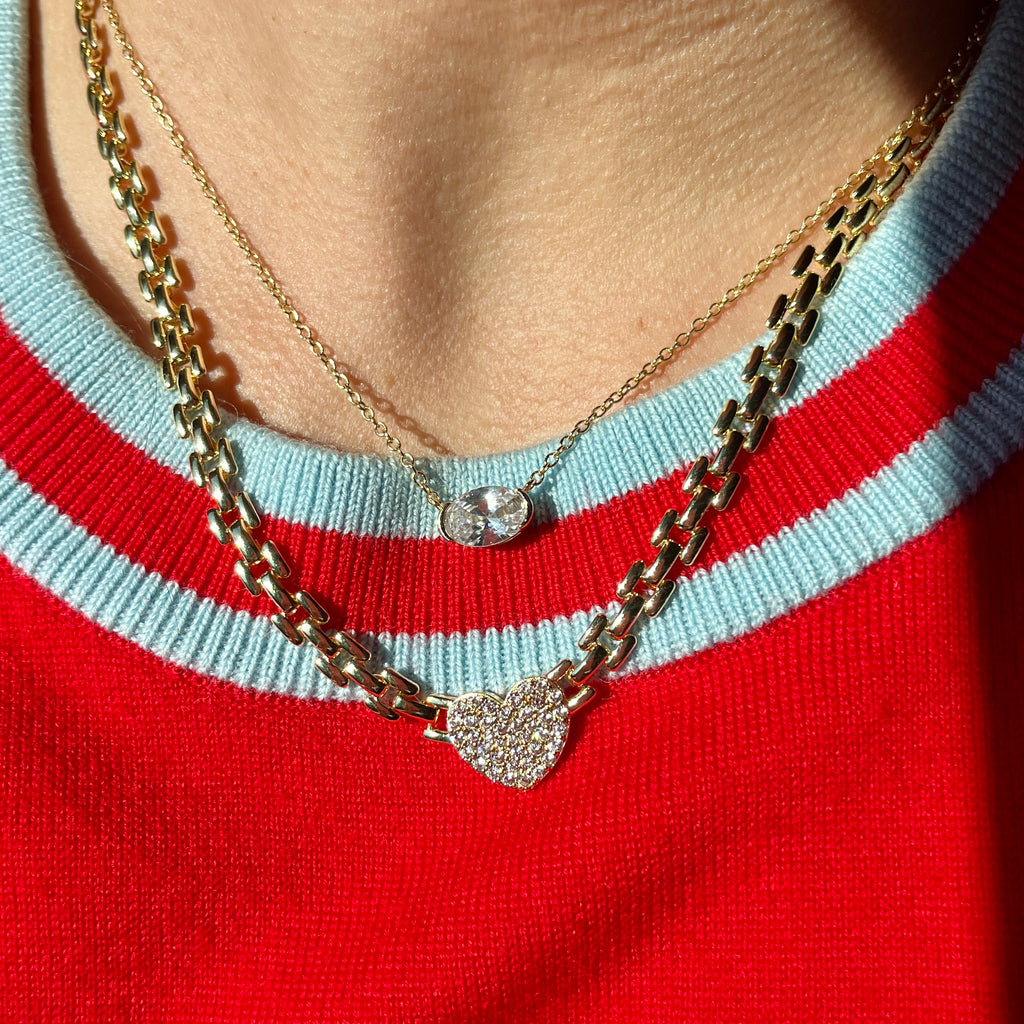 Panther CZ Heart Necklace