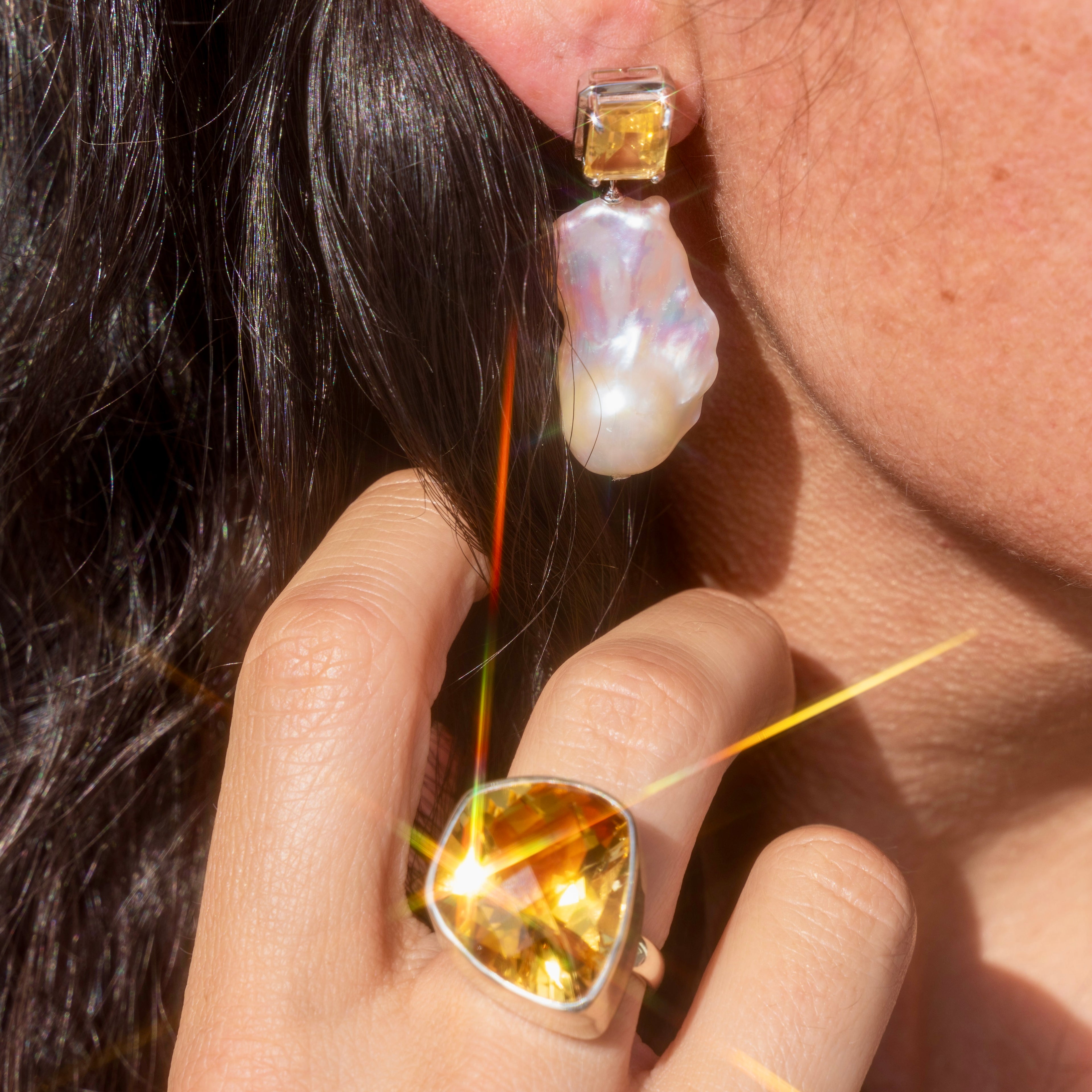 Sterling Silver Citrine Statement Ring
