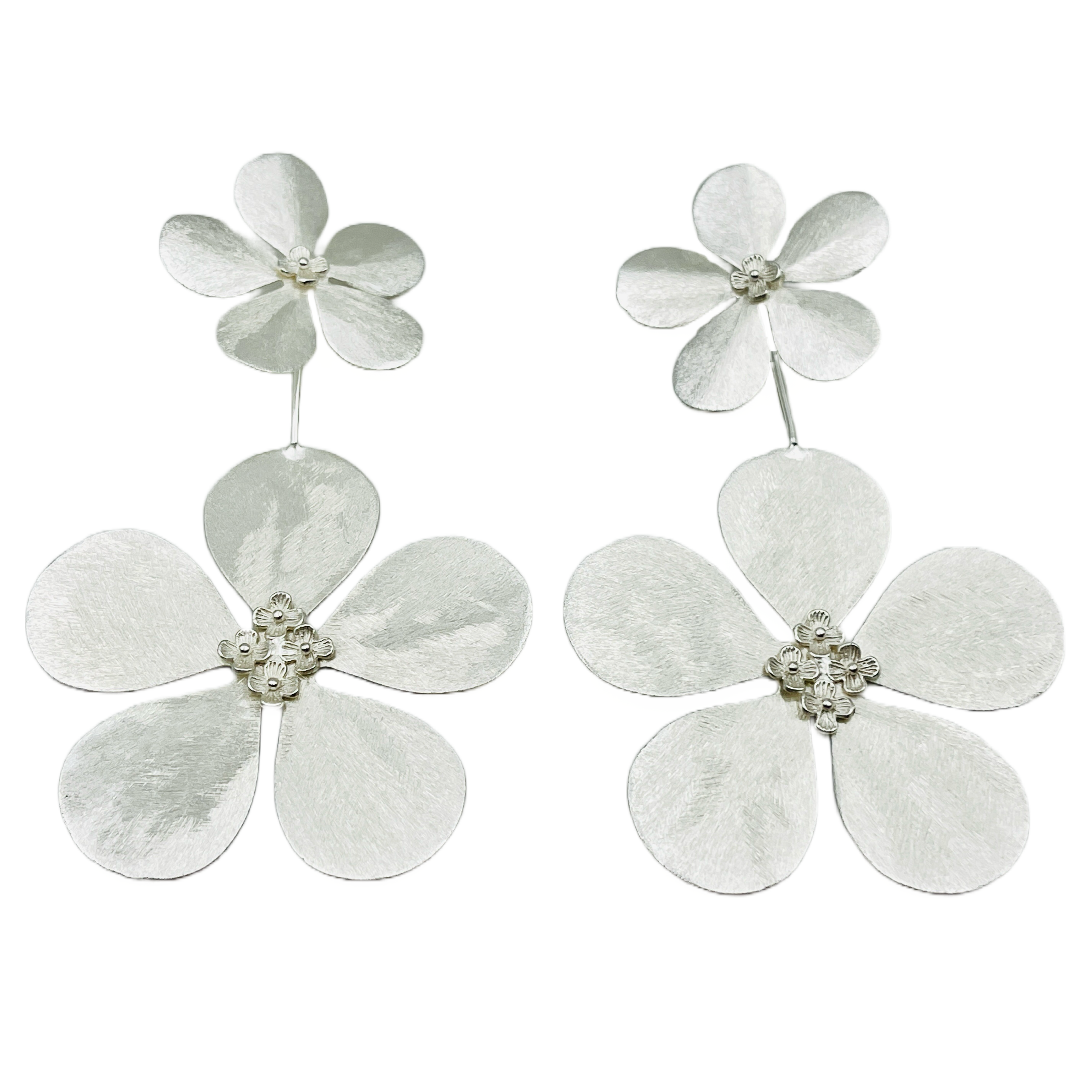 Silver Buttercup Floral Earrings