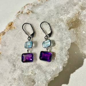 Blue Topaz + Amethyst Earringd