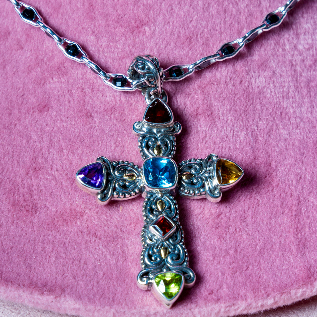 Multistone Cross Pendant