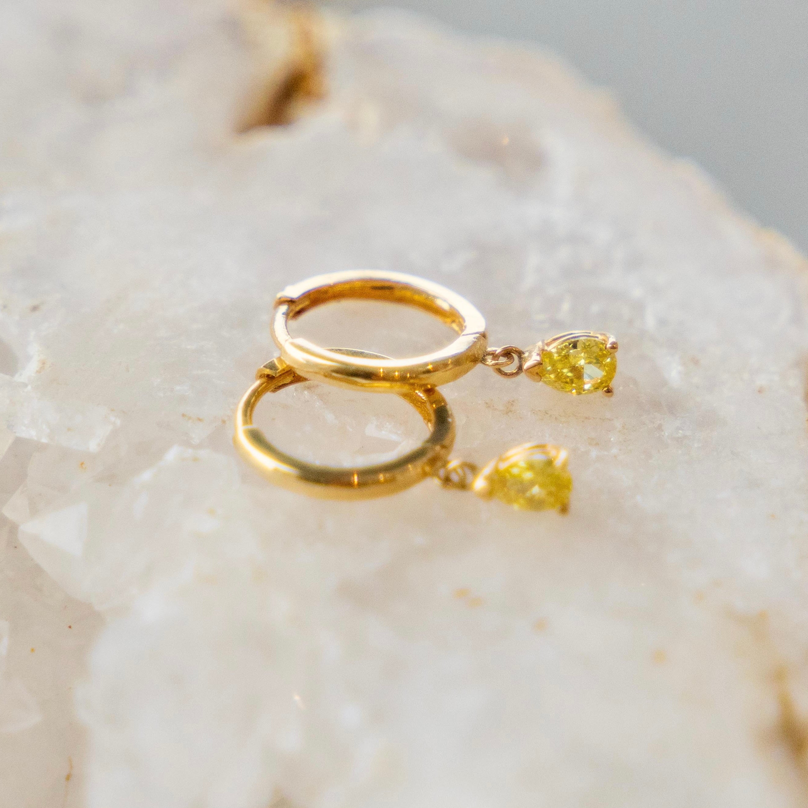 14k Yellow Diamond Huggies