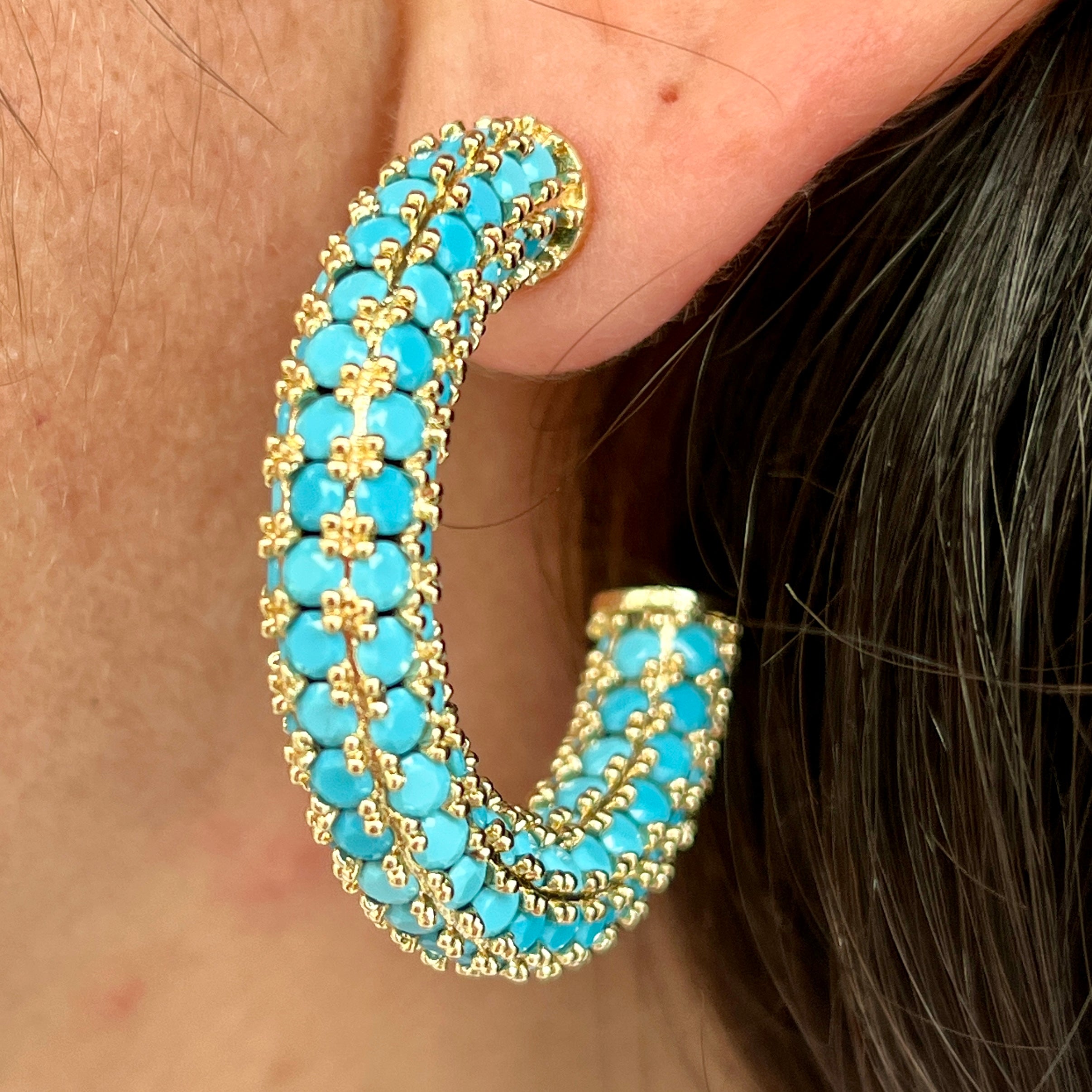 Turquoise Chunky Hoops