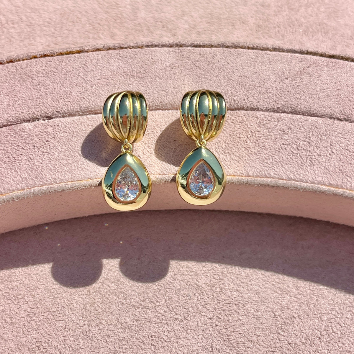 Teardrop Bezel CZ Earrings