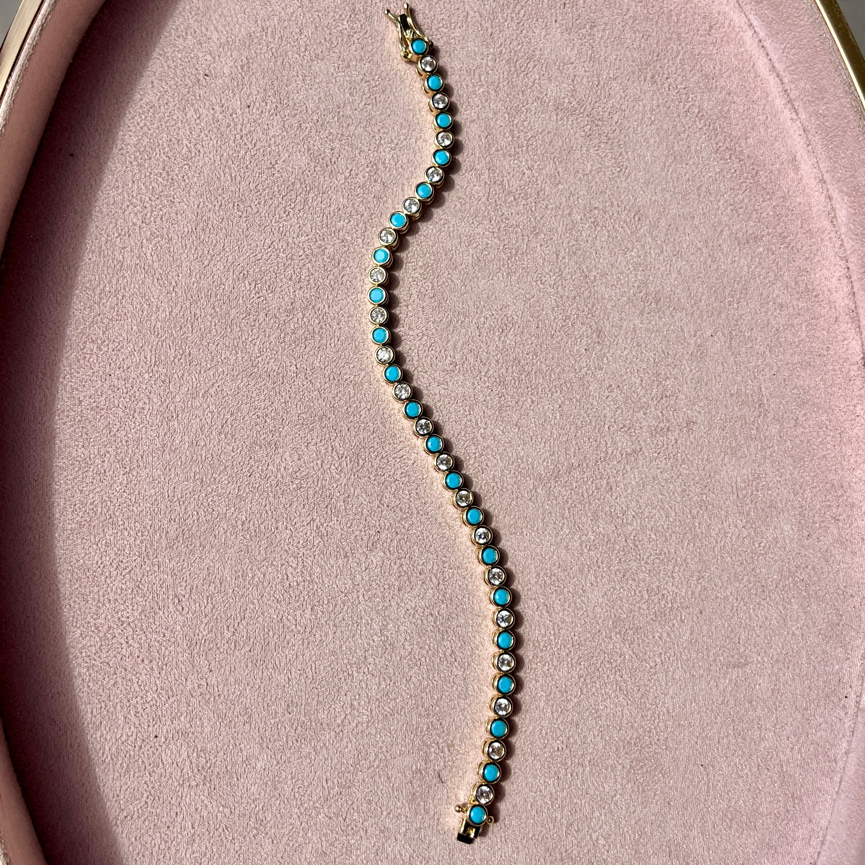 Turquoise + Cubic Zirconia Tennis Bracelet