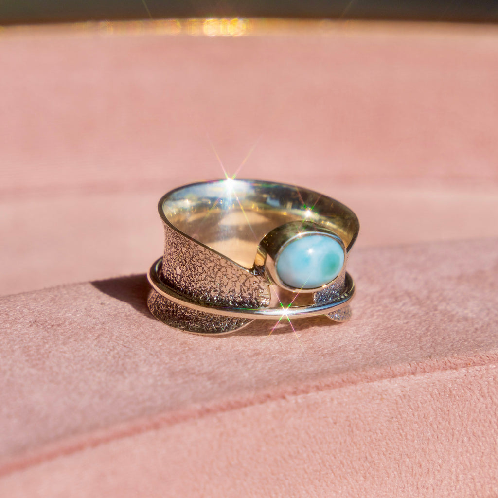 Sterling Silver Larimar Spinner Ring