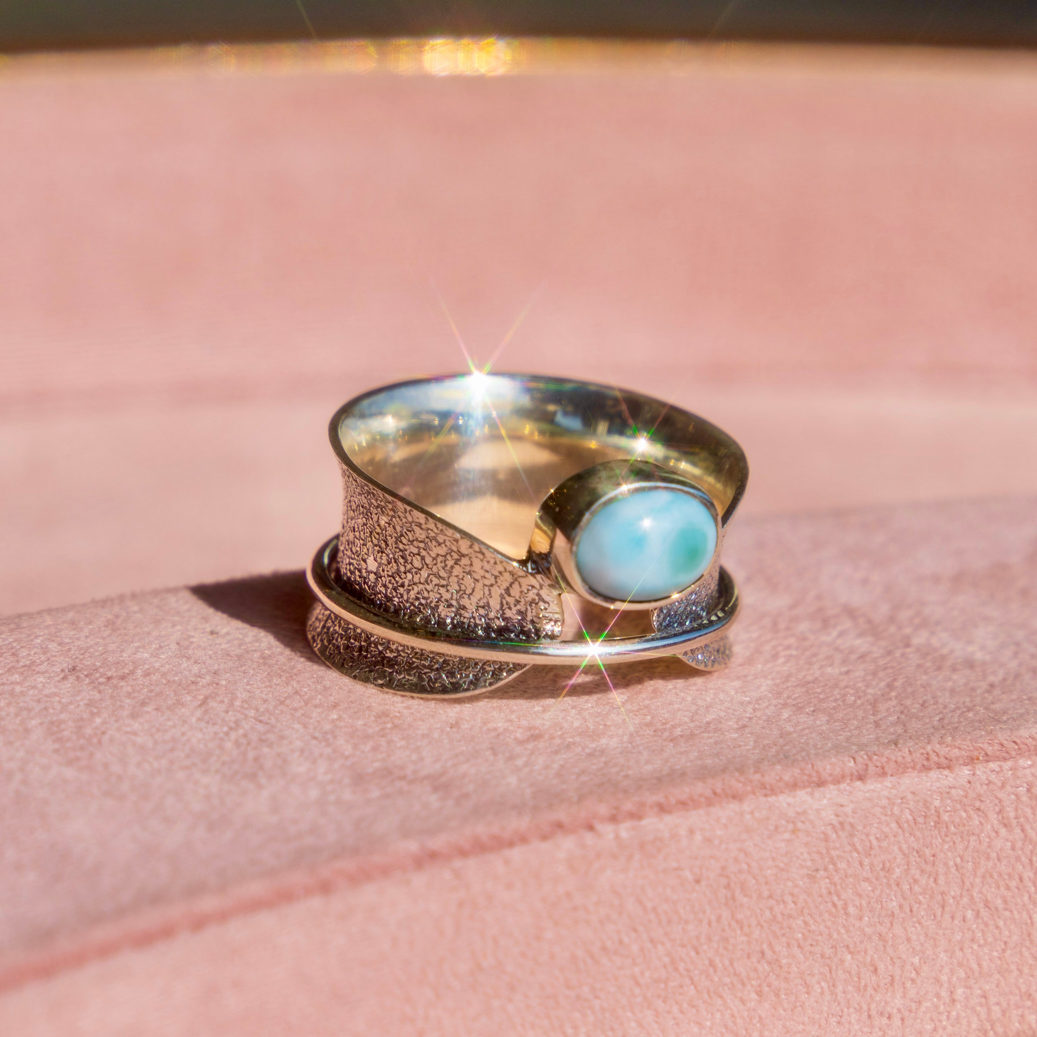 Sterling Silver Larimar Spinner Ring