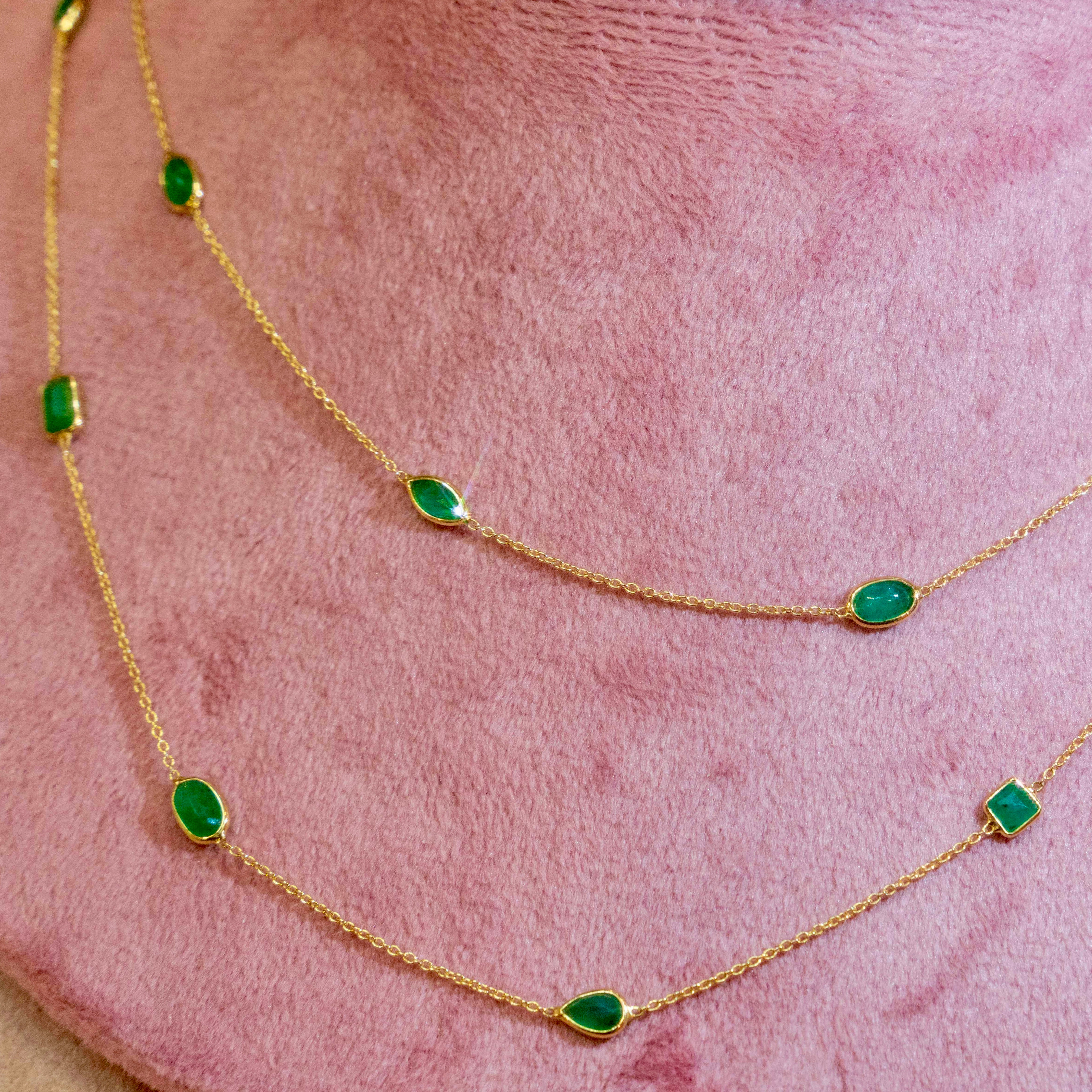 14k Double Strand Emerald Necklace