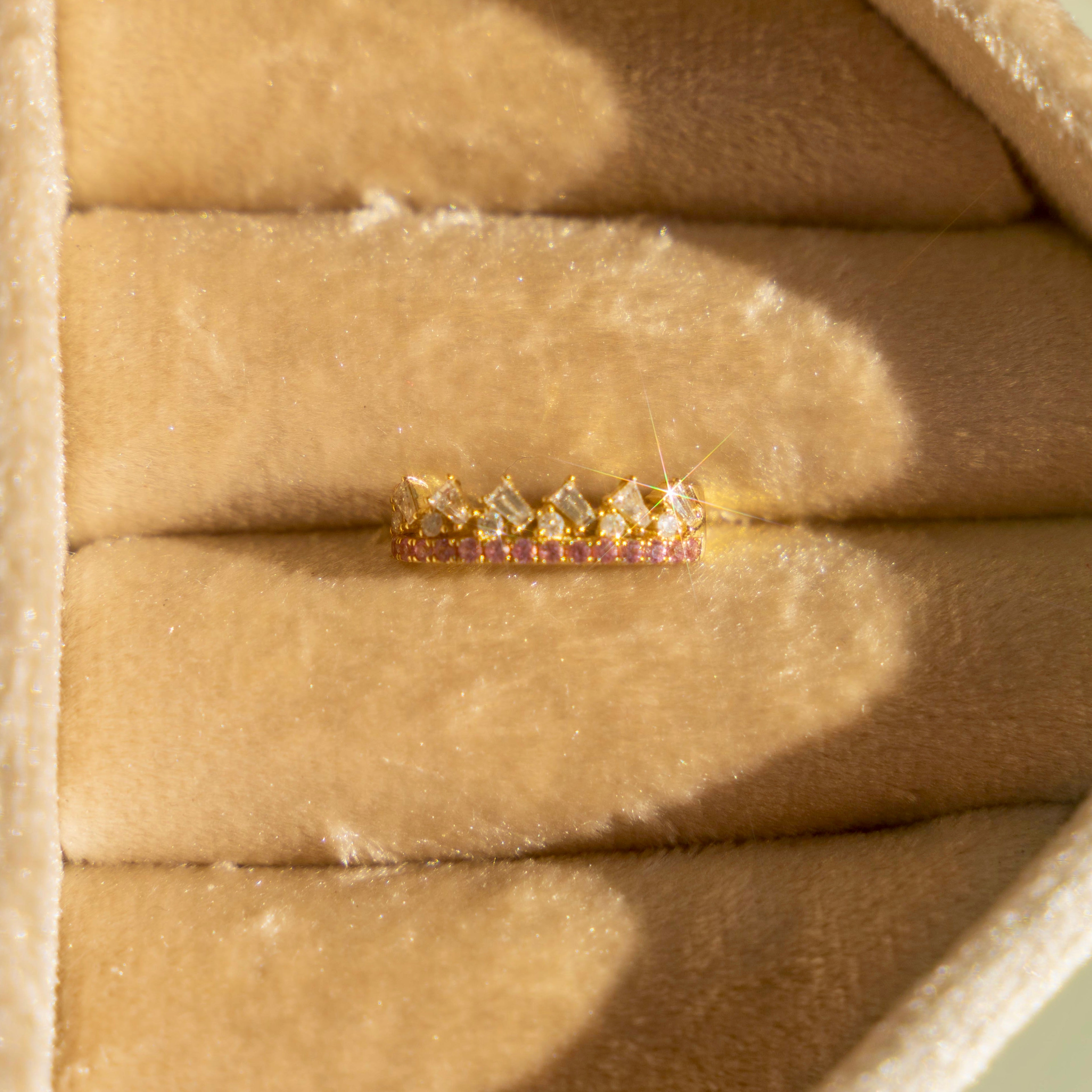 14k Diamond + Pink Sapphire Ear Cuff