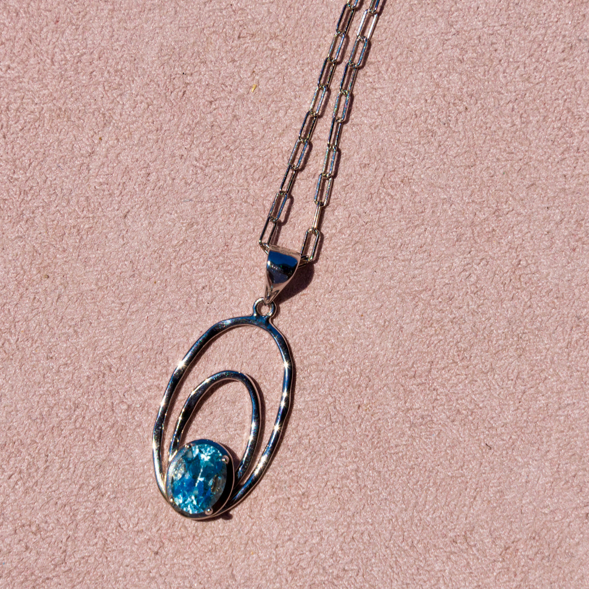 Blue Topaz Double Oval Necklace