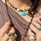 Turquoise Clam + Agate Necklace