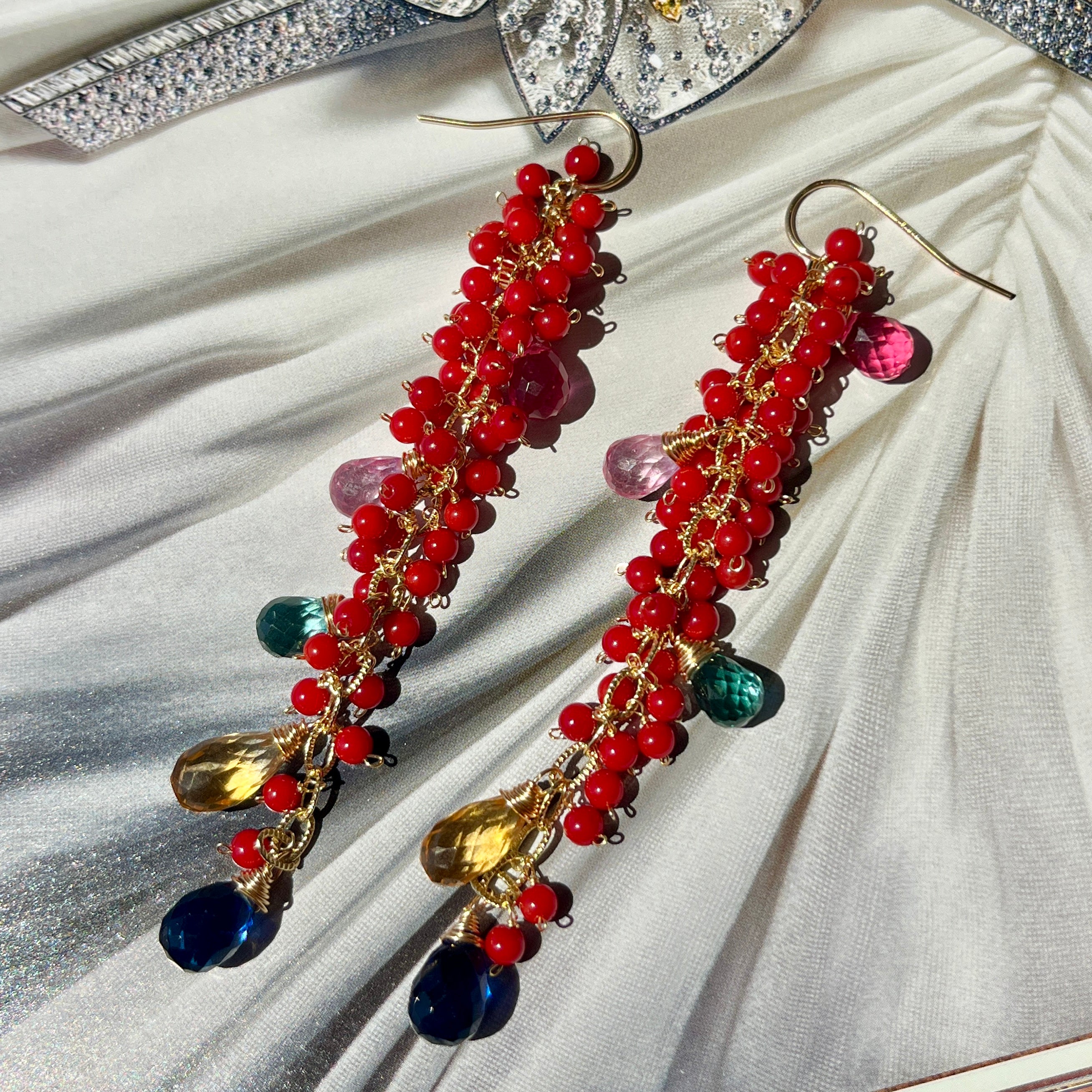Coral Grape Earrings
