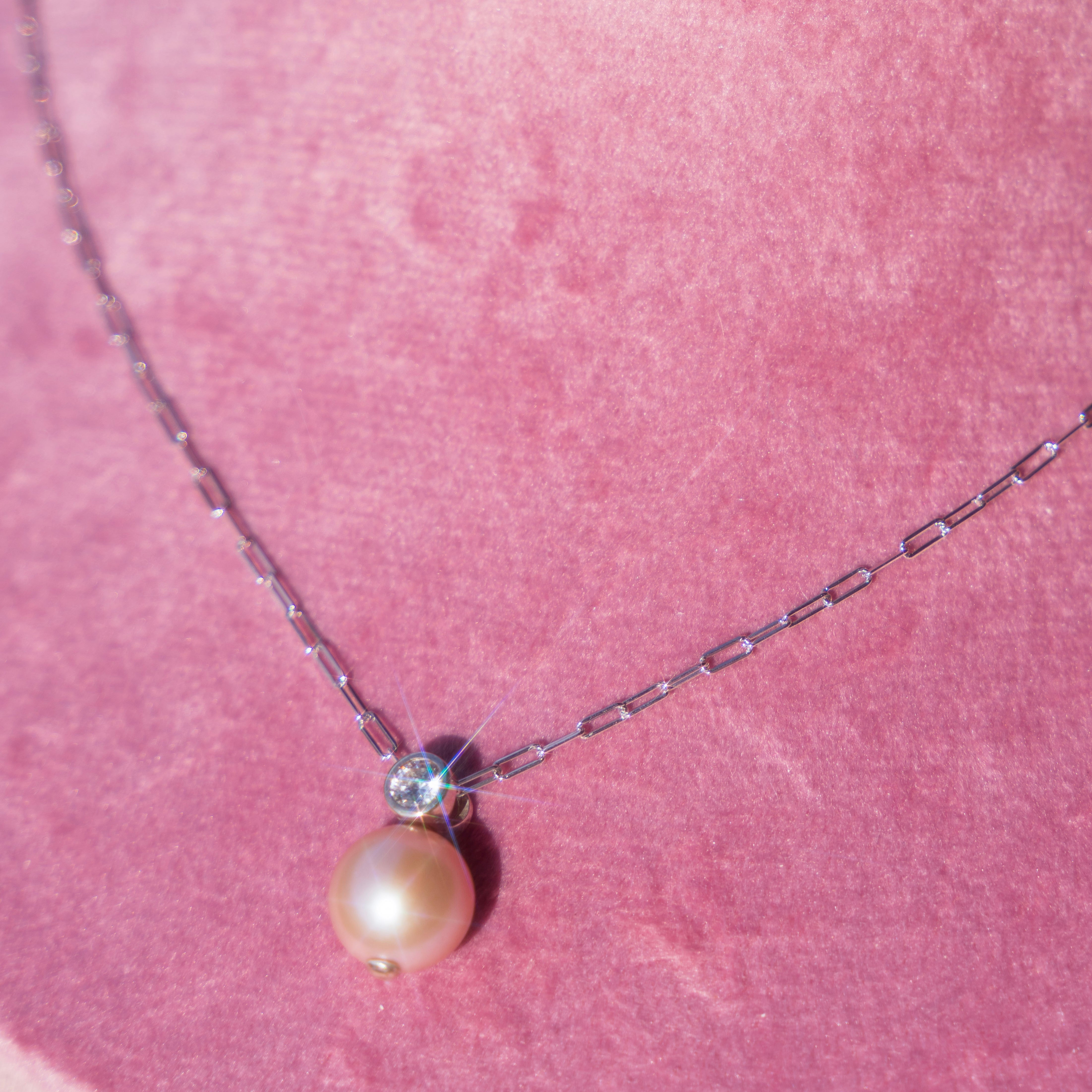 Champagne Pink Pearl Necklace