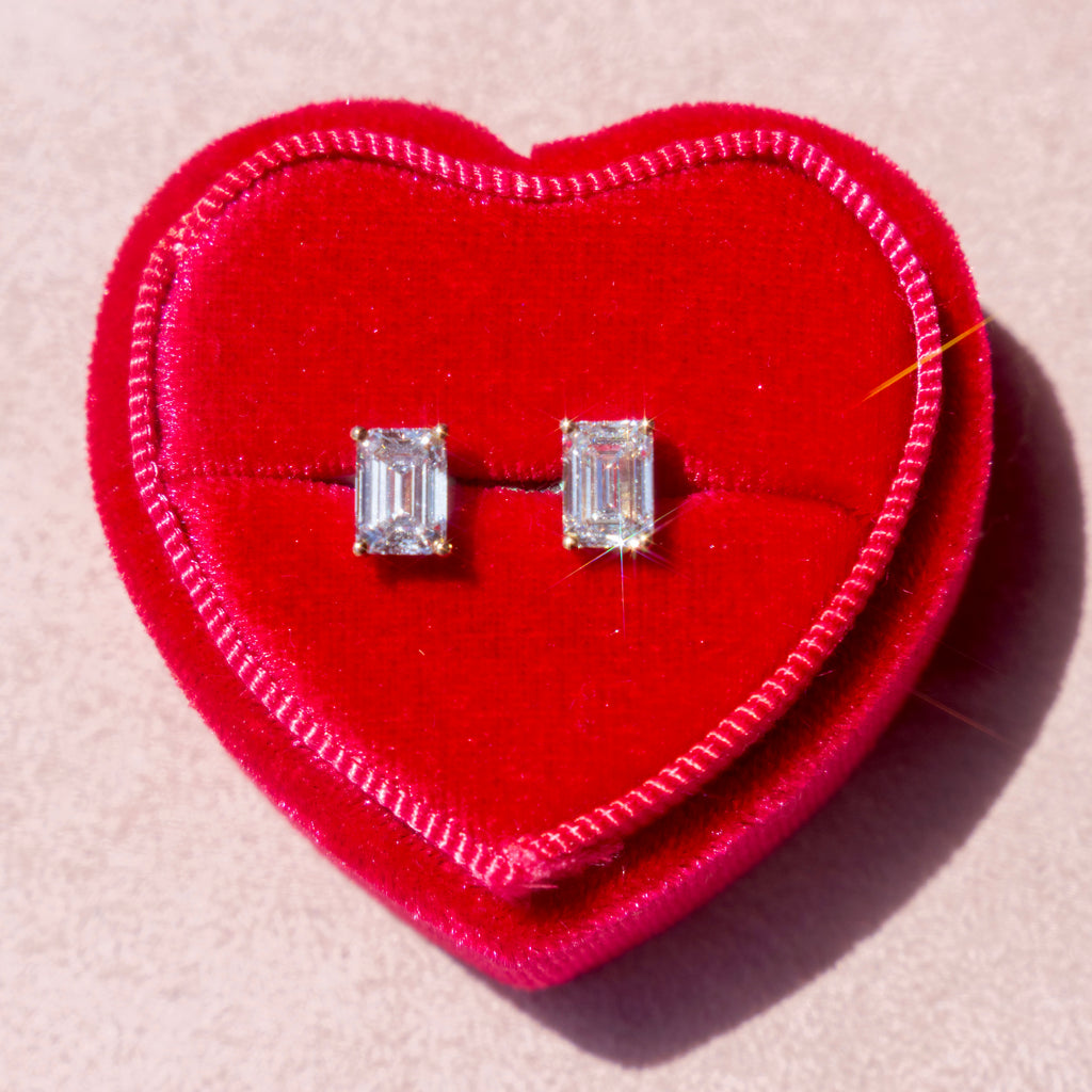 14k Lab Grown 1.5 Carat Lab Grown Emerald Cut Studs