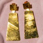 Geometric Brushed Gold Statement Earrings