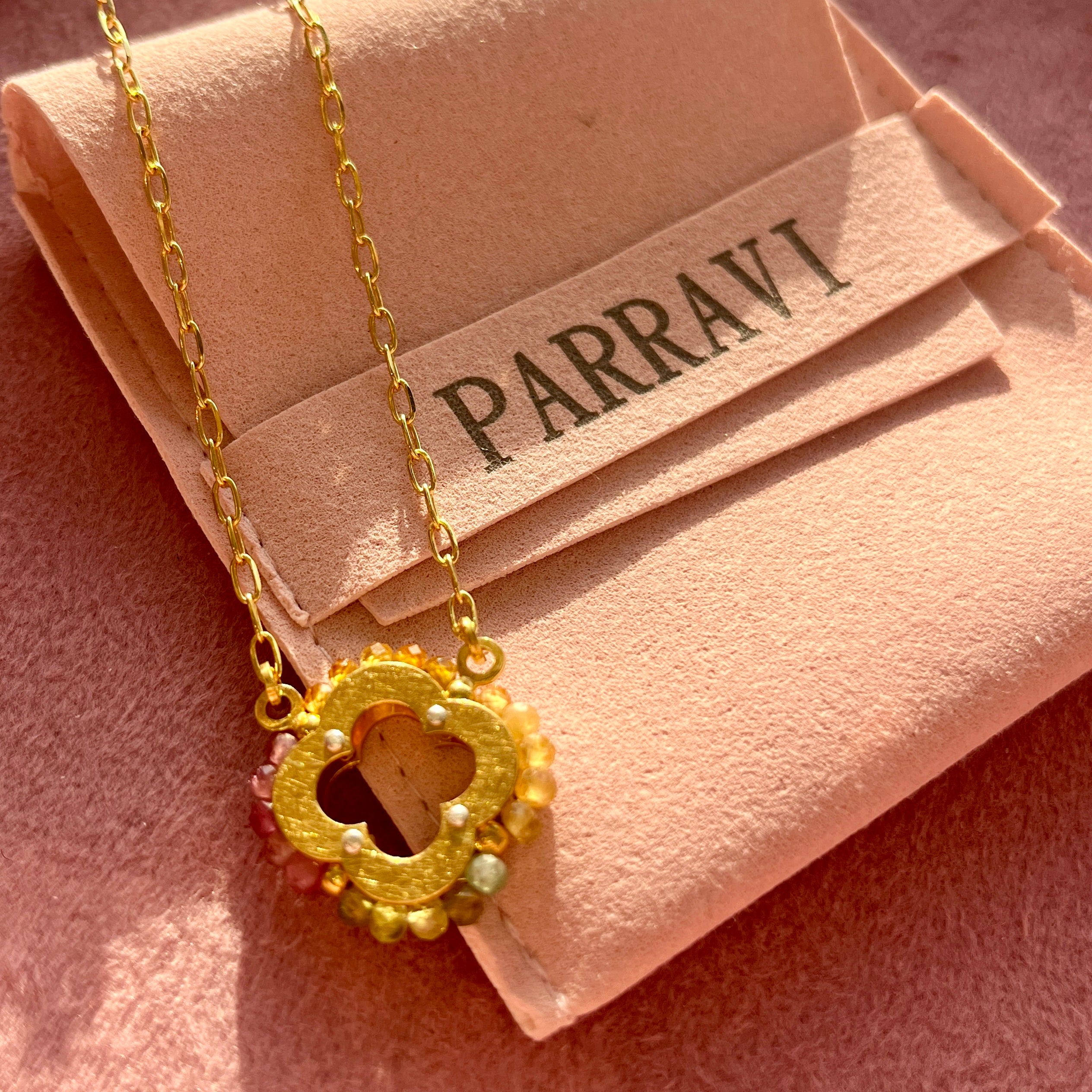 Tourmaline Quatrefoil Link Necklace