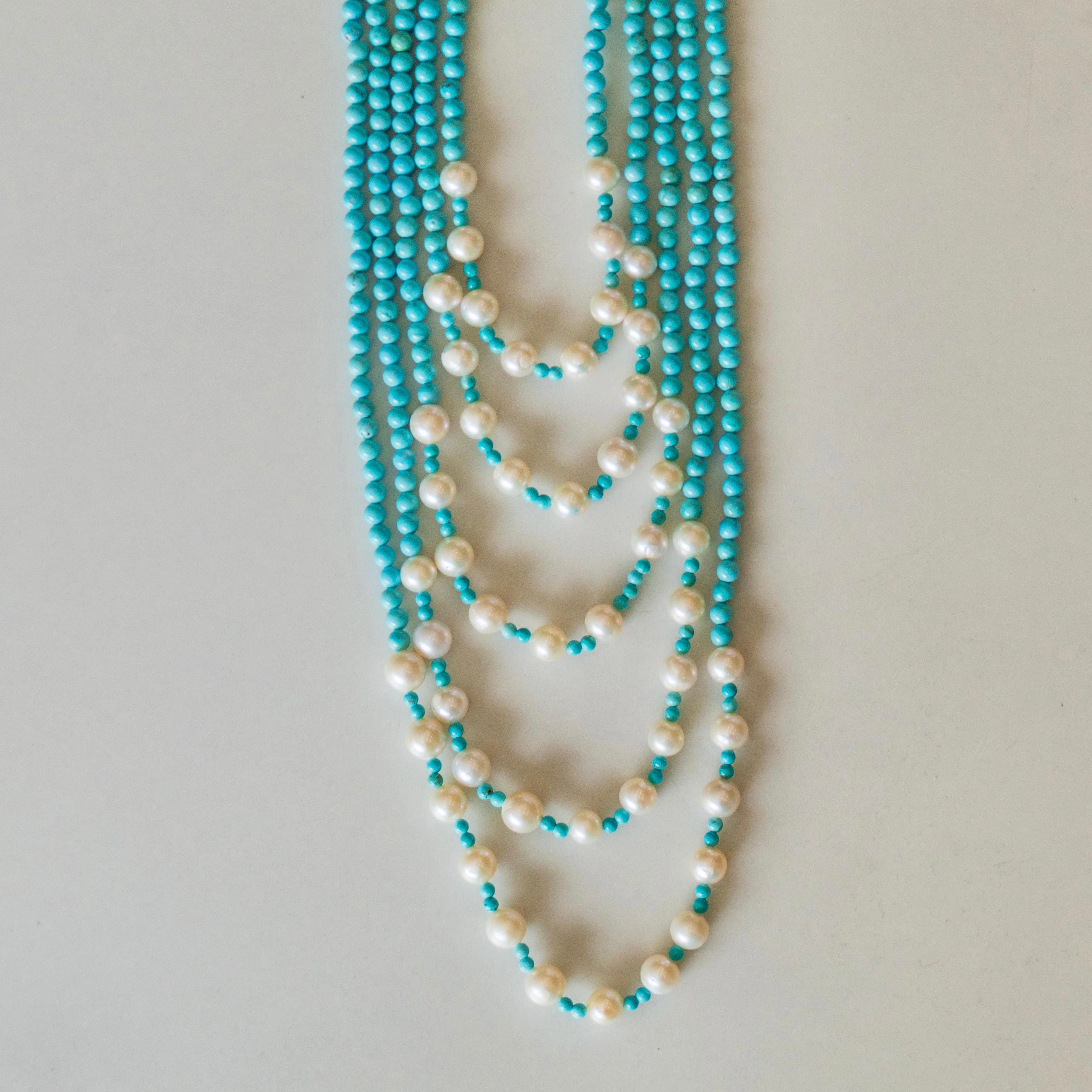 Turquoise + Freshwater Pearl Necklace