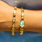 14k Oval Diamond Bangle