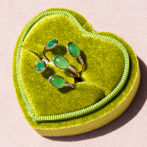 14k Emerald + Diamond Claw Ring