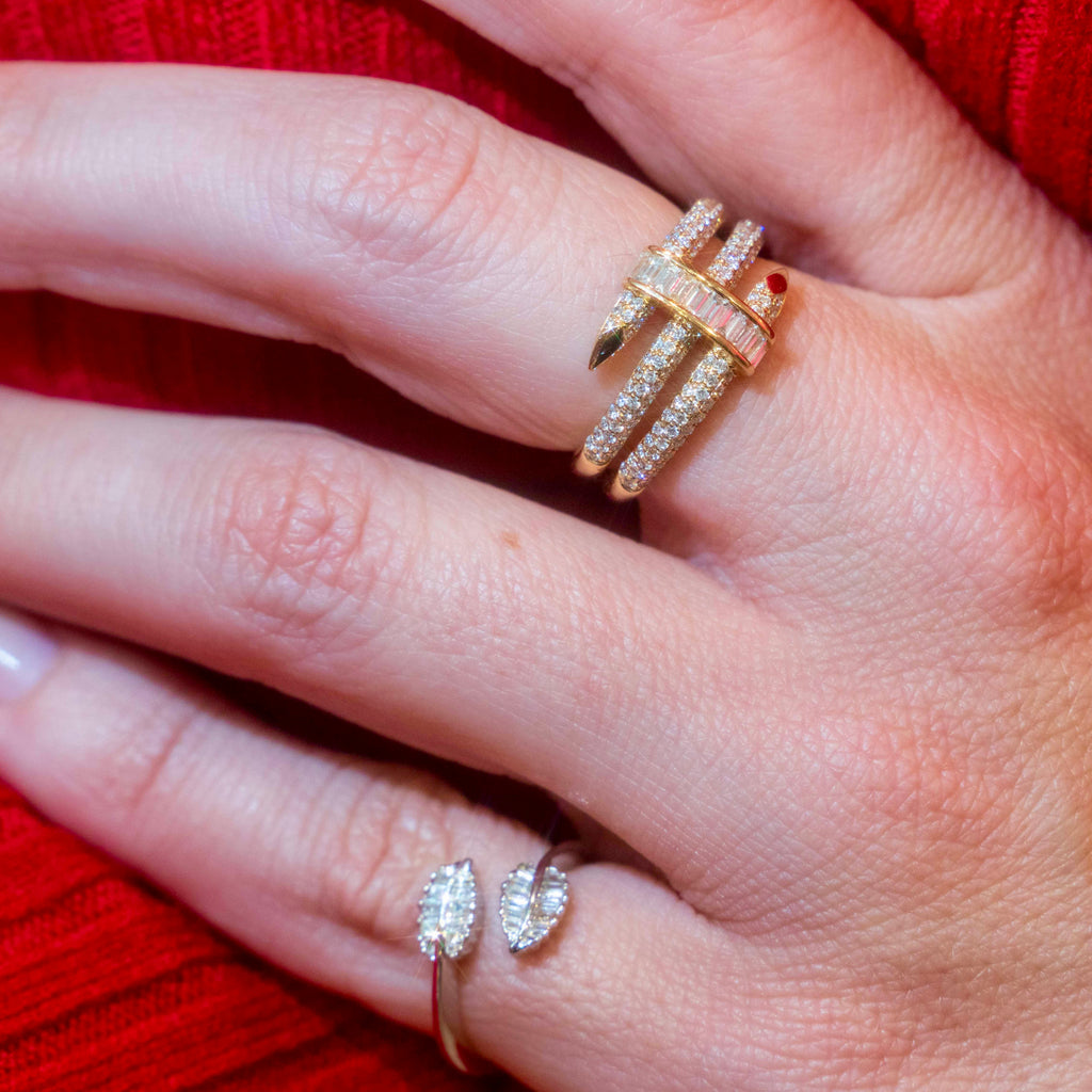 14k Diamond Spear Ring