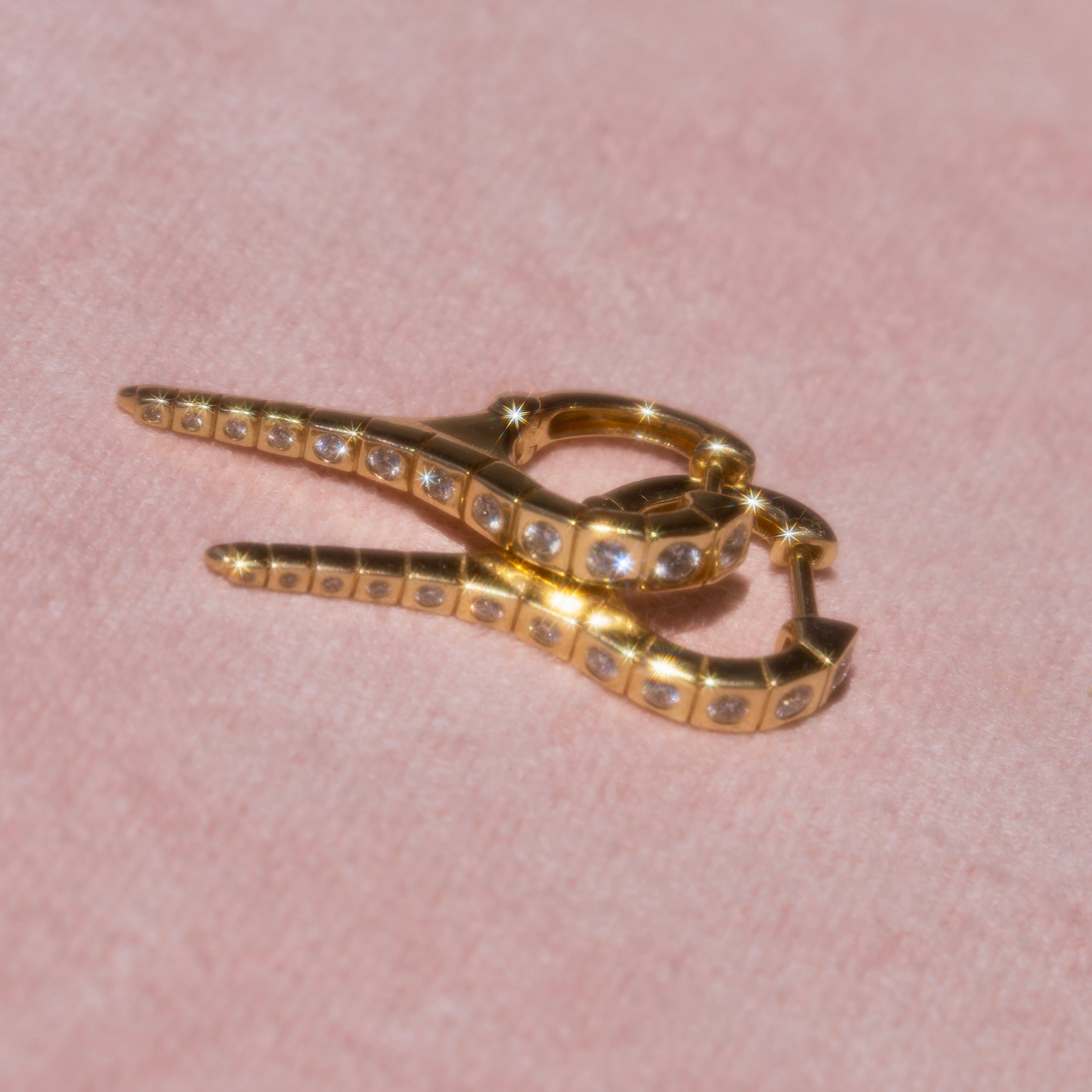 14k Diamond Spike Hoops