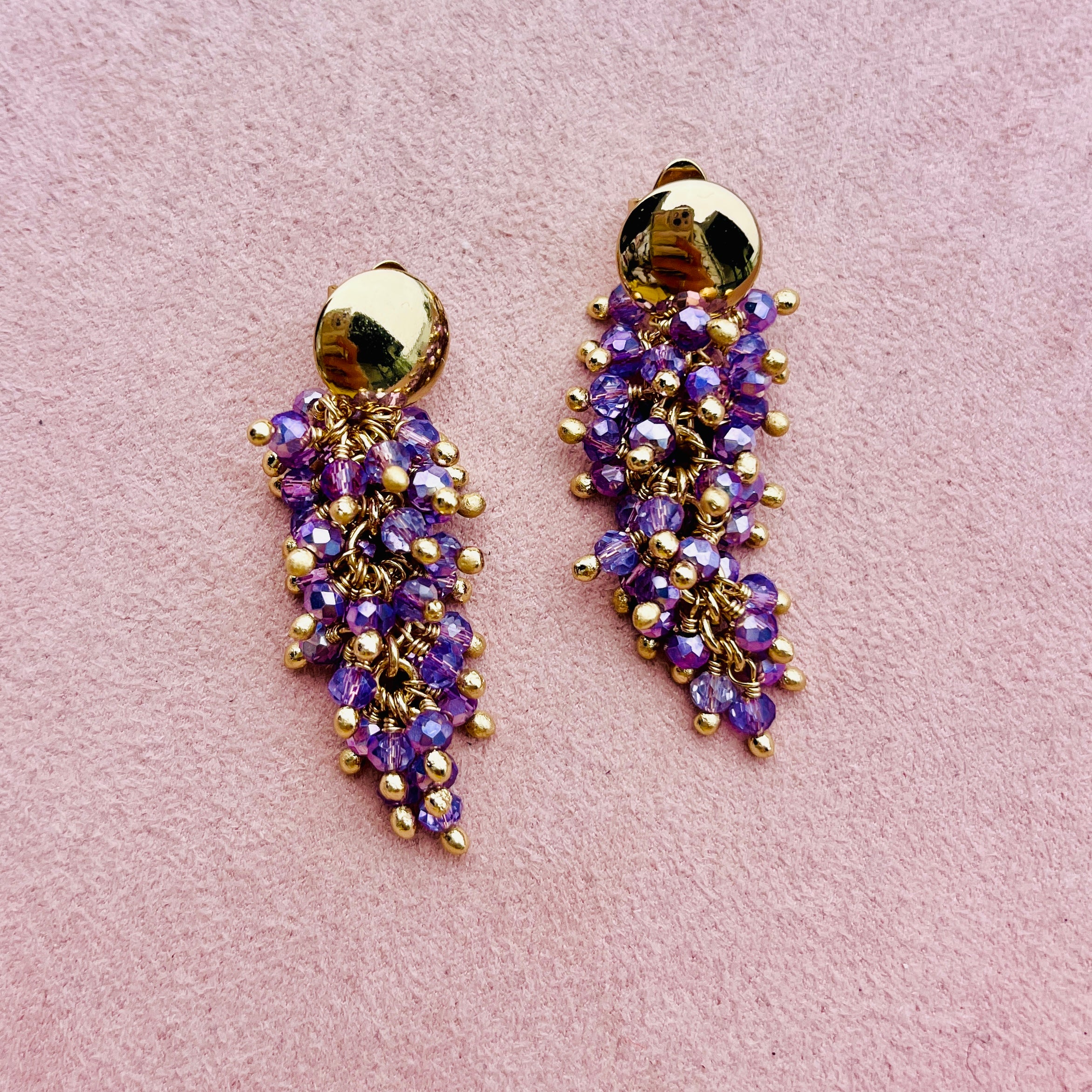 Purple Czech Crystal Earrings
