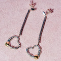 Two-Tone Heart Dangle Earrings