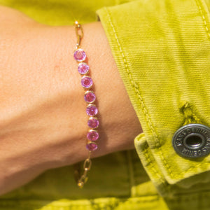 14k Pink Sapphire Link Bracelet