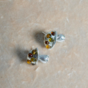 Amber Mushroom Studs