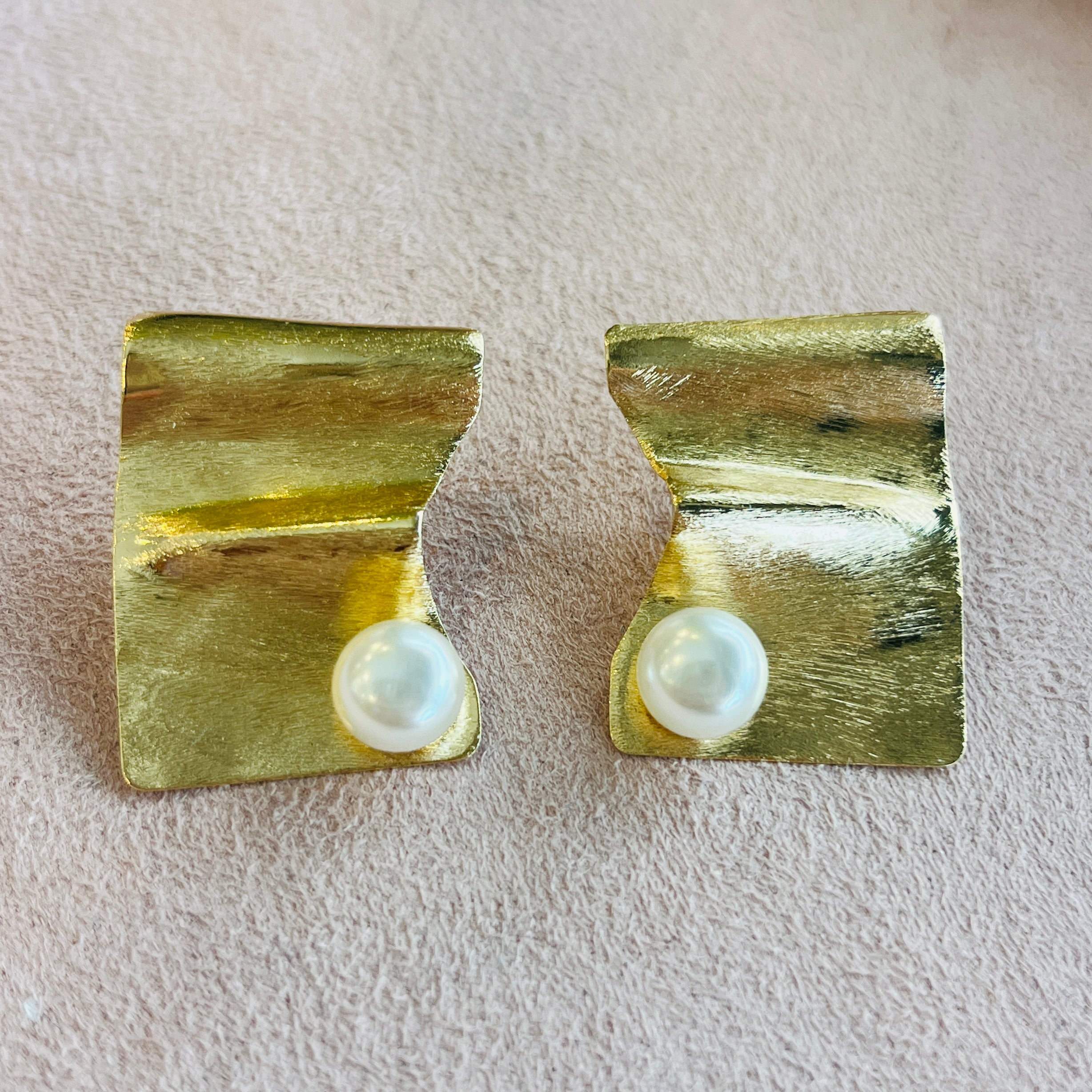 Wavy Pearl Statement Earrings