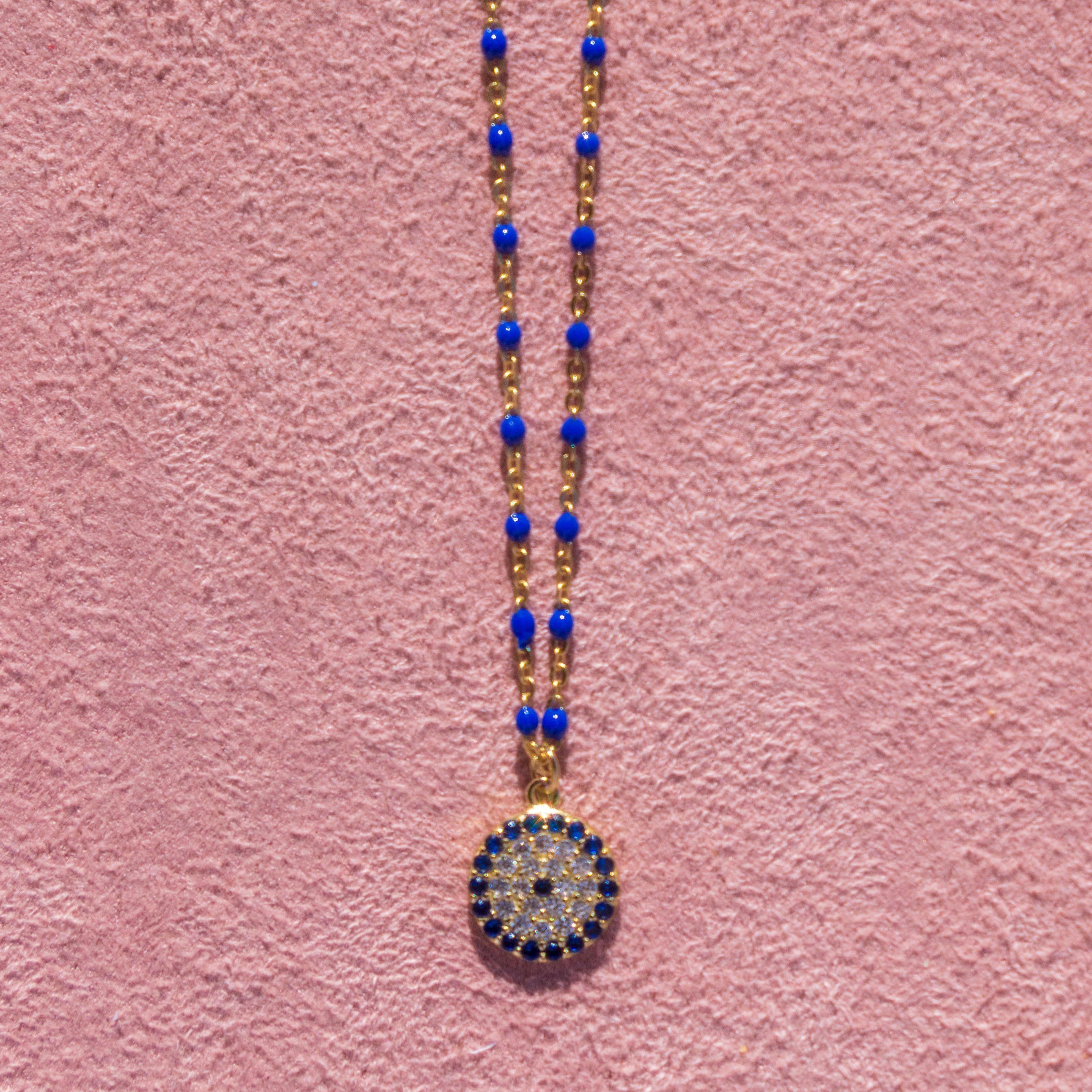 Blue Enamel Guardian Eye Necklace