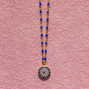 Blue Enamel Guardian Eye Necklace