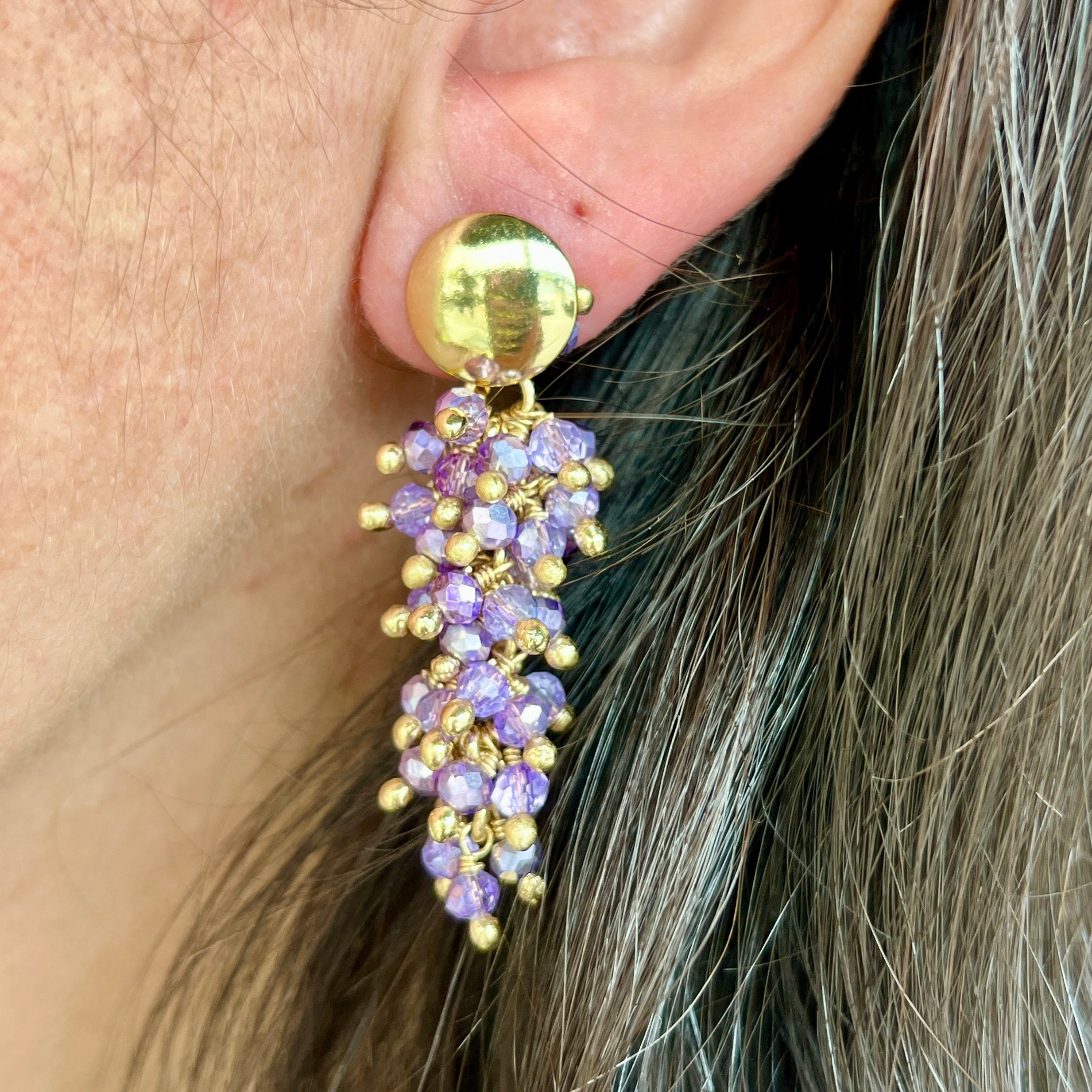 Purple Czech Crystal Earrings