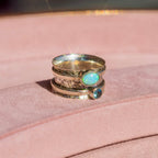 Sterling Silver Spinner Ring with Opal + Blue Topaz