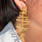 Coral Brushed Gold Statement Earrings