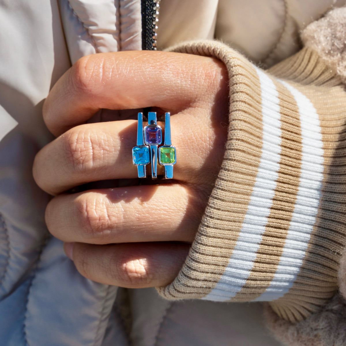 Amethyst Square Stacker Ring