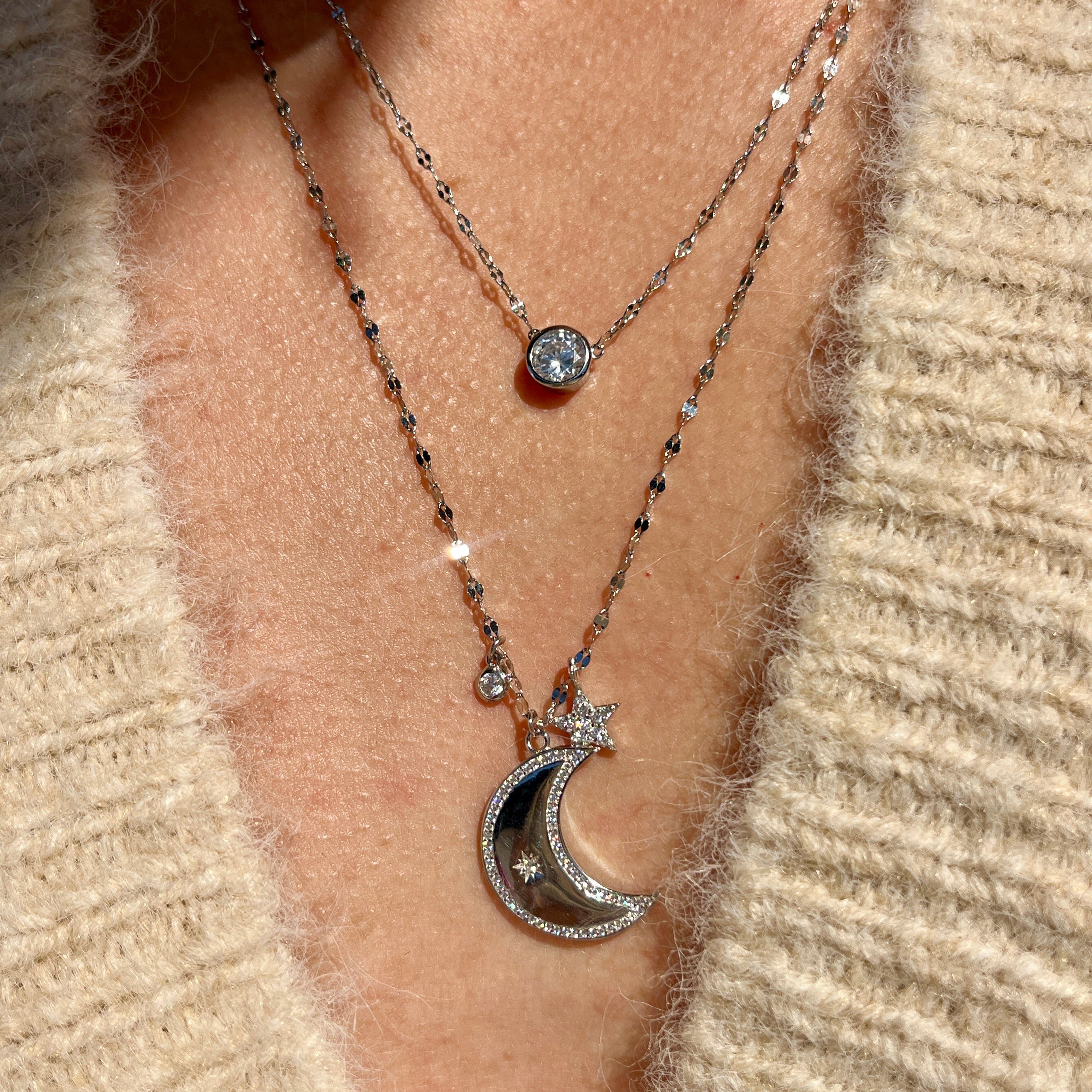Moon + Star Shimmer 30” Necklace