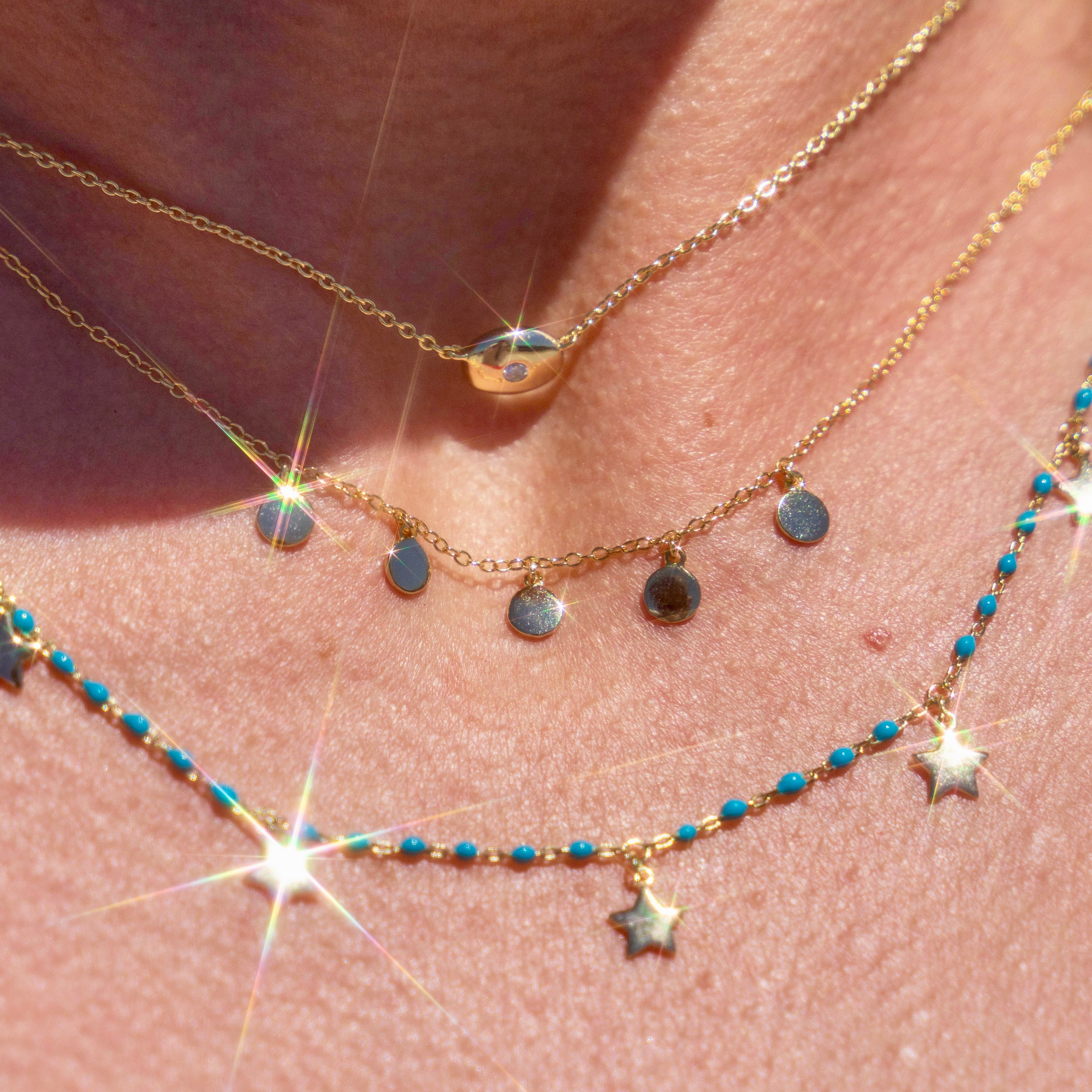 Turquoise Enamel Star Necklace