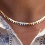 14k Mixed Shape Diamond Tennis Necklace