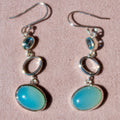 Aqua Chalcedony + Blue Topaz Earrings