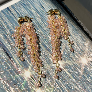Pink Topaz Cluster Earrings
