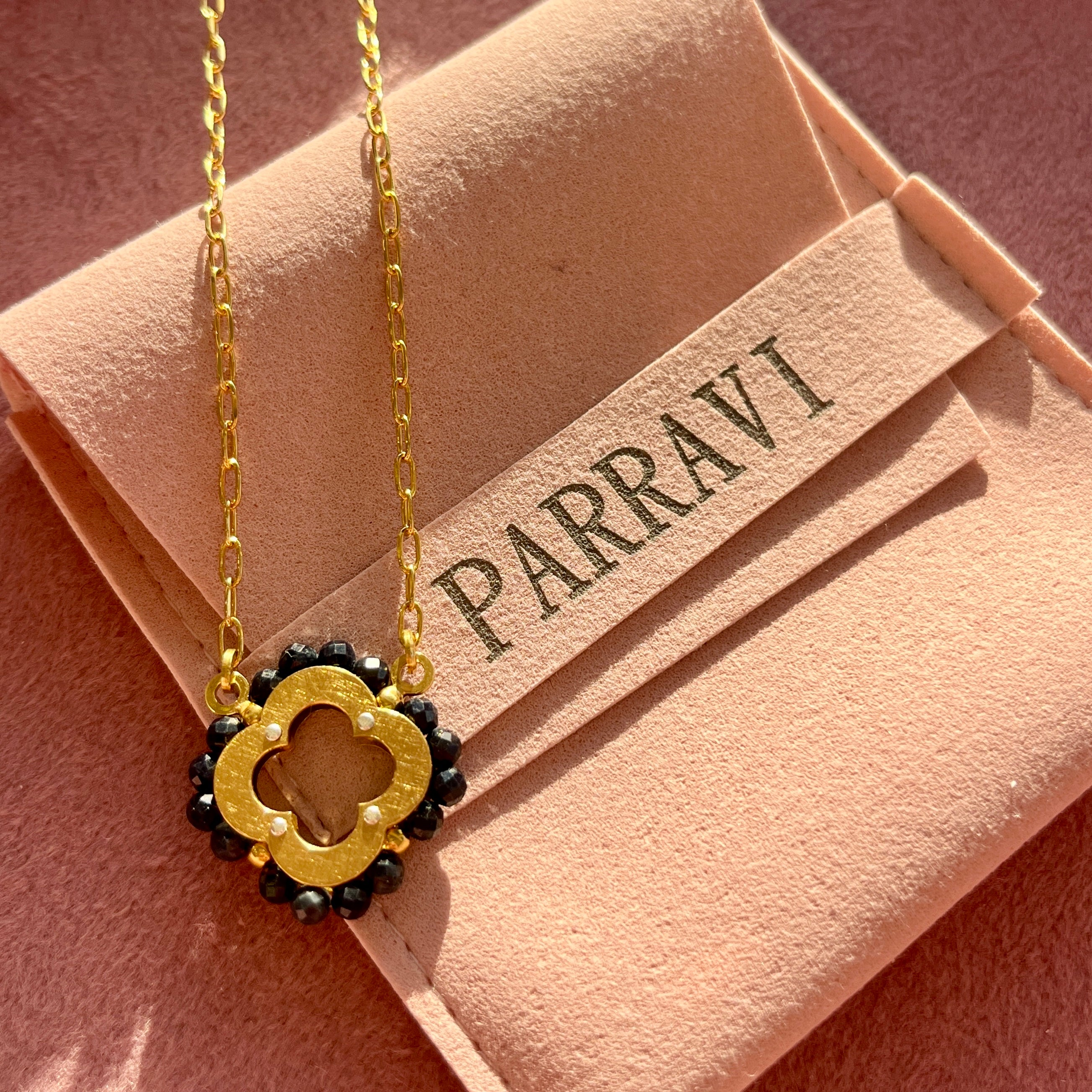 Sapphire Quatrefoil Link Necklace